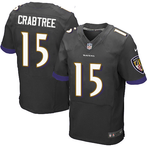 Nike Ravens #15 Michael Crabtree Black Alternate Men's Stitched NFL New Elite Jersey - Click Image to Close